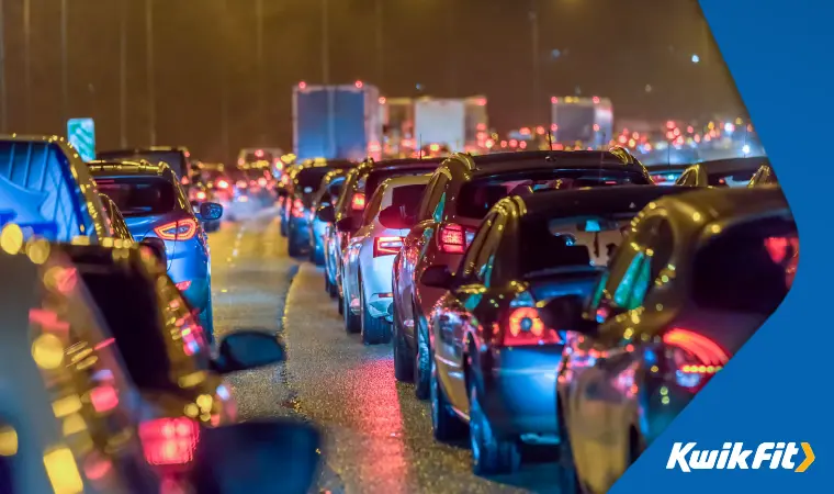 Vehicles sitting in standstill traffic.